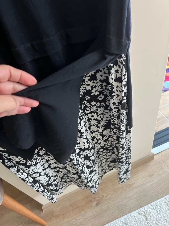 V Yaka Siyah Hamile Midi Boy - Görsel 5