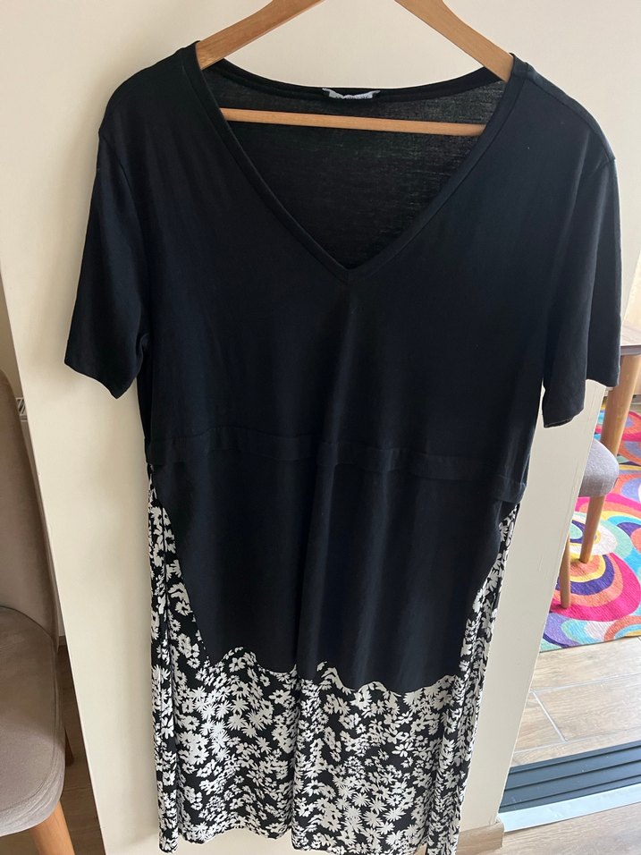 V Yaka Siyah Hamile Midi Boy - Görsel 2