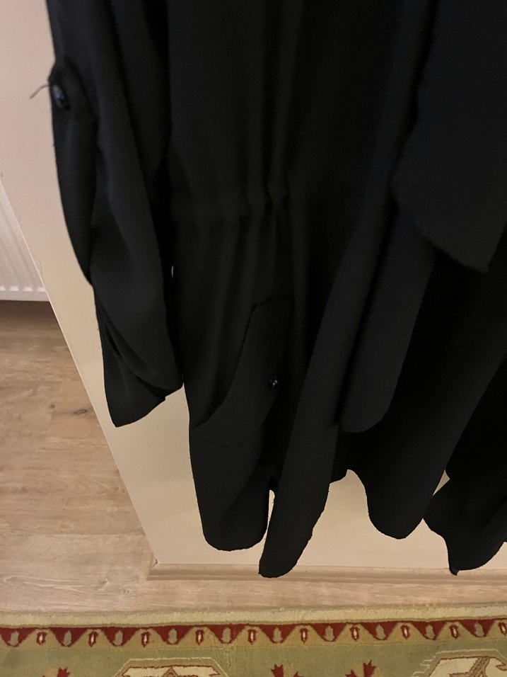 Siyah, Uzun Kollu, krep şifon Midi hırka - Görsel 4