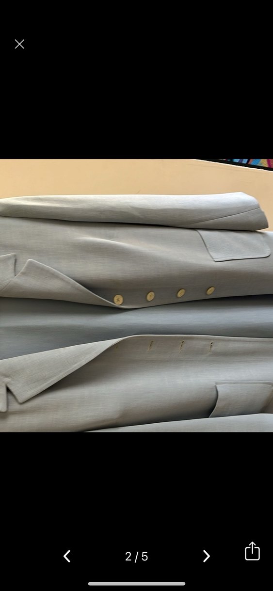 Açık maviUzun Kollu Keten Kadın Blazer - Görsel 4