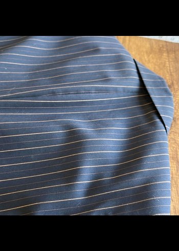 Düğmeli Lacivert Çizgili Kadın takım - Görsel 3