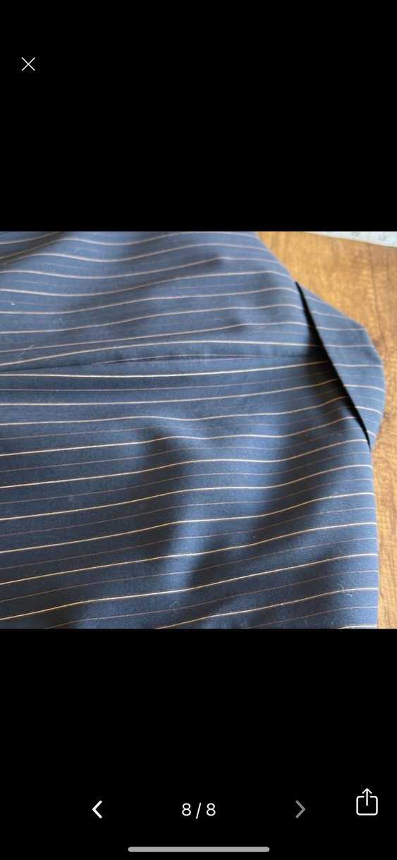 Düğmeli Lacivert Çizgili Kadın takım - Görsel 3