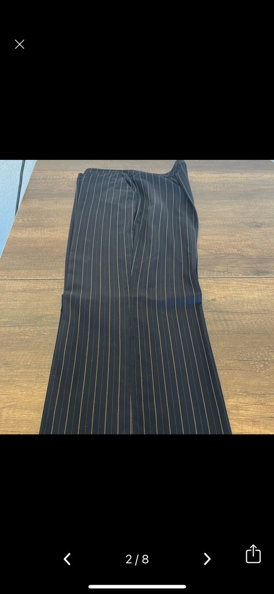 Düğmeli Lacivert Çizgili Kadın takım - Görsel 4