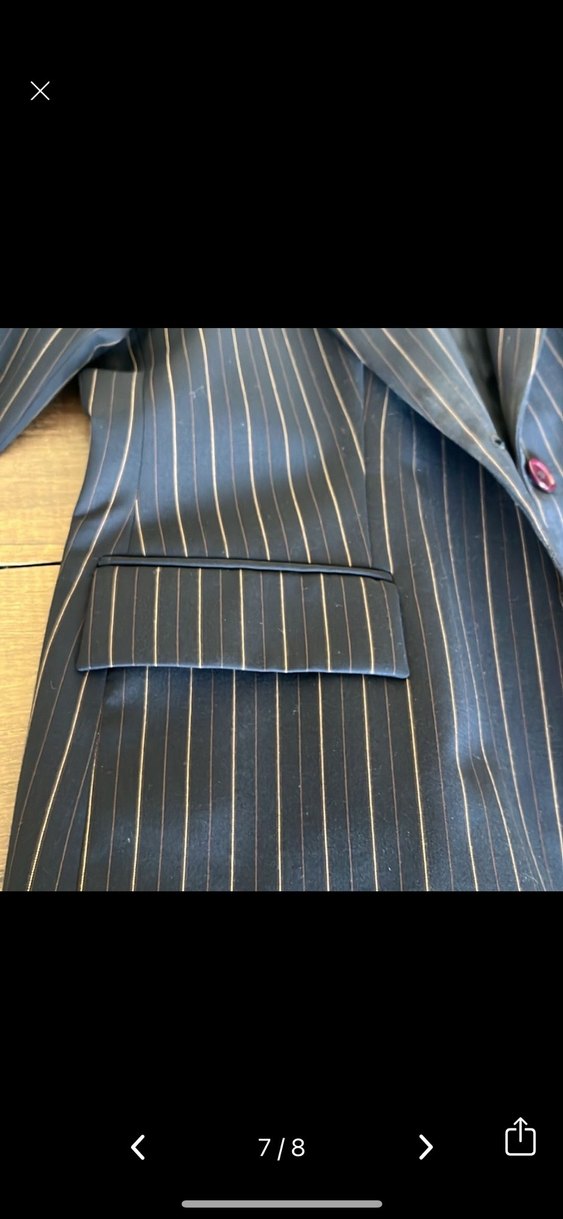 Düğmeli Lacivert Çizgili Kadın takım - Görsel 2