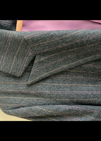 Gri Düğmeli  pantolon takım Kadın Blazer Ceket - Görsel 4