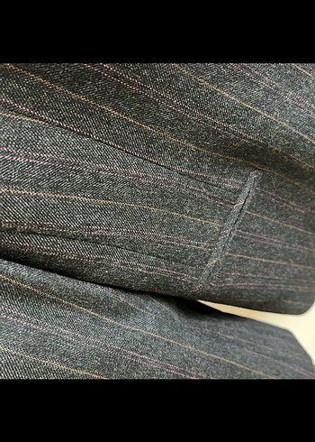 Gri Düğmeli  pantolon takım Kadın Blazer Ceket - Görsel 3