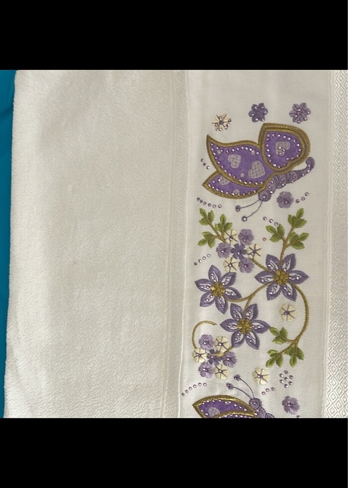İğne oyalı incili işlemeli havlu - Görsel 3