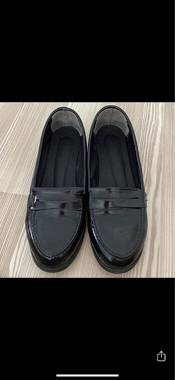 36 Beden Parlak Siyah Loafer Ayakkabı