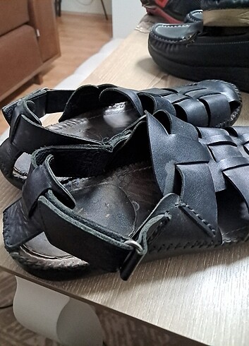 42 numara erkek sandalet siyah deri