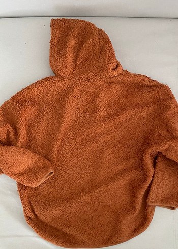 Kahverengi Kapüşonlu Peluş Panço - Görsel 4