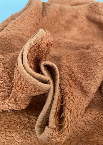 Kahverengi Kapüşonlu Peluş Panço - Görsel 5