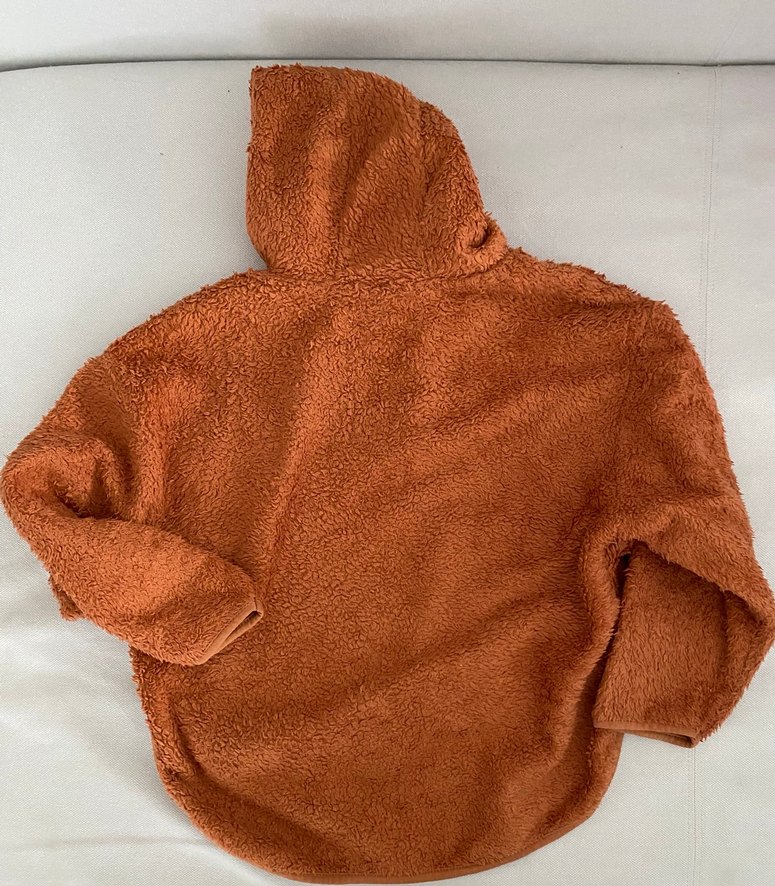 Kahverengi Kapüşonlu Peluş Panço - Görsel 4