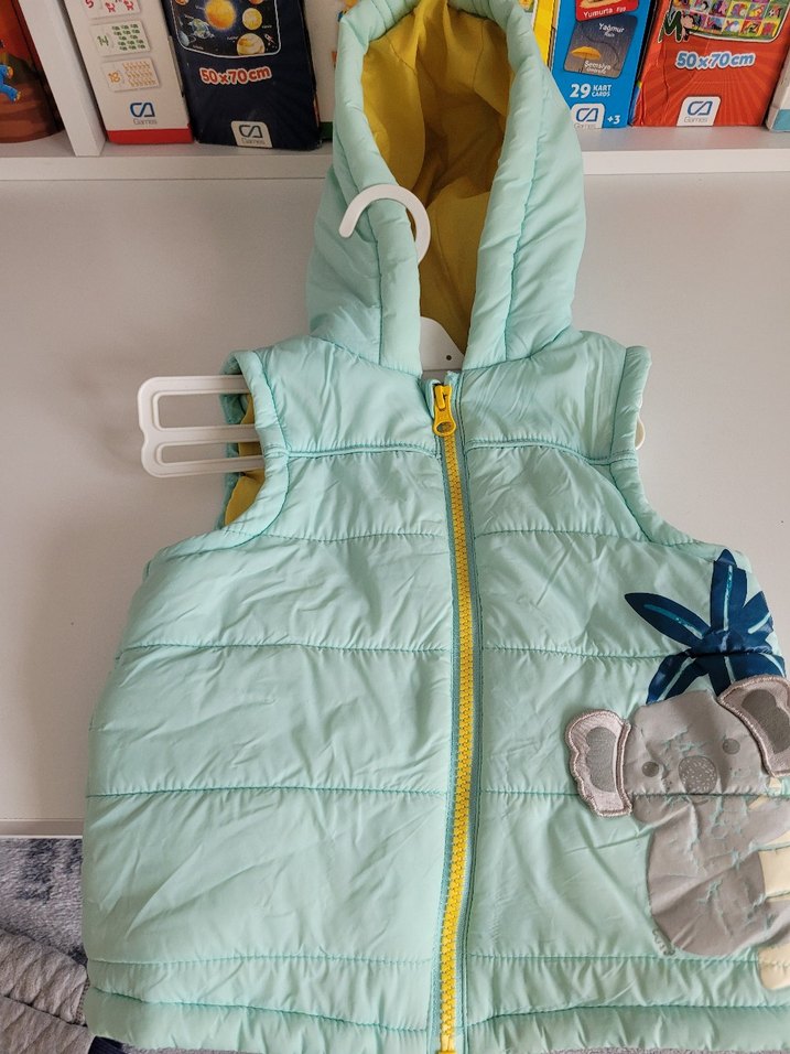 Unisex Mavi Nakışlı Fermuarlı Yelek - Görsel 3