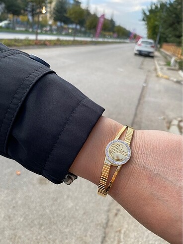 Accessorize Kadın Çelik Çeyrek Altın Tuğralı Kelepçe