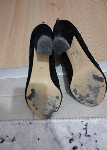 Kemerli Siyah Yılan Desenli Kadın Topuklu Ayakkabı - Görsel 3