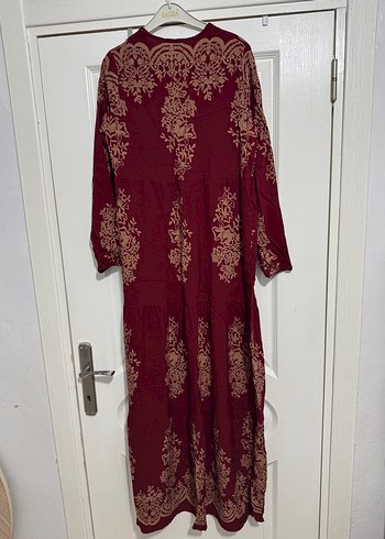 xl Beden bordo Renk Viskon elbise