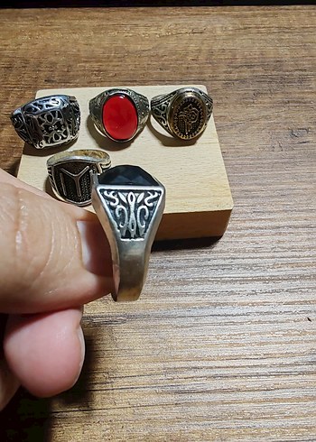 Erkek Vintage Çok Renkli Retro Yüzük Seti - Görsel 9