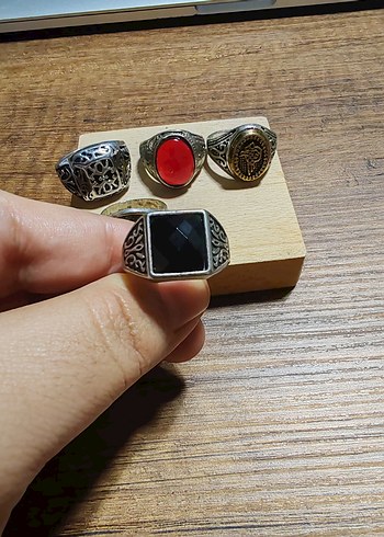 Erkek Vintage Çok Renkli Retro Yüzük Seti - Görsel 8