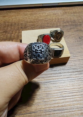 Erkek Vintage Çok Renkli Retro Yüzük Seti - Görsel 2