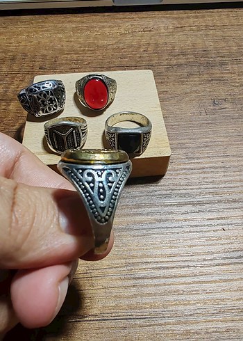 Erkek Vintage Çok Renkli Retro Yüzük Seti - Görsel 7