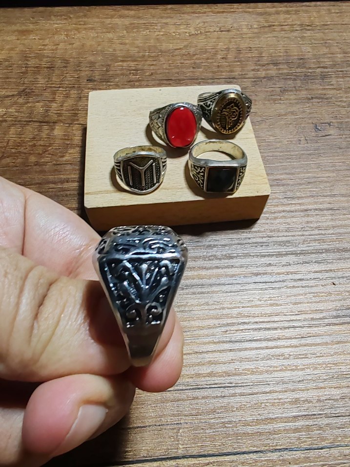 Erkek Vintage Çok Renkli Retro Yüzük Seti - Görsel 3