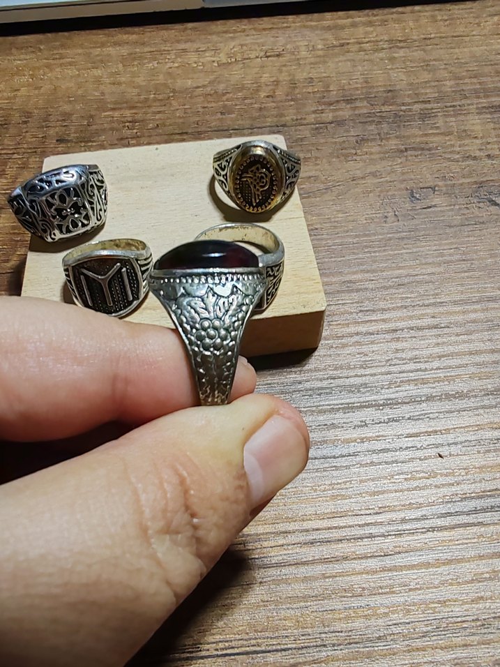 Erkek Vintage Çok Renkli Retro Yüzük Seti - Görsel 5
