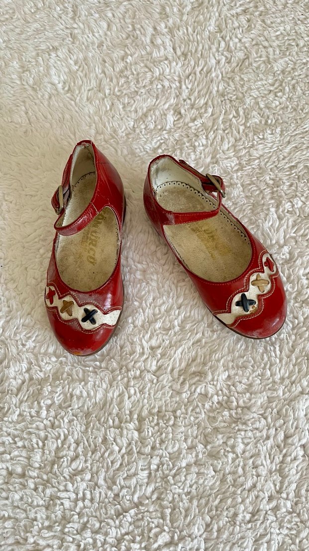 Vintage Kız Çocuk Kırmızı Tokalı Ayakkabı - Görsel 4
