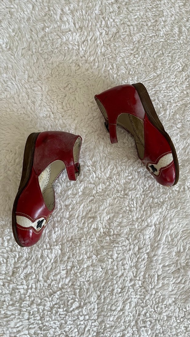 Vintage Kız Çocuk Kırmızı Tokalı Ayakkabı - Görsel 2