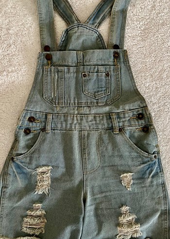Denim Şort Salopet - Görsel 7