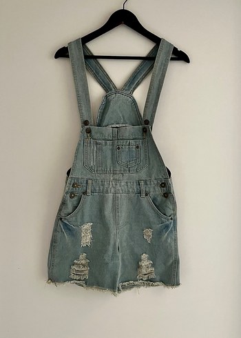 Denim Şort Salopet - Görsel 4