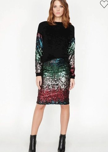 Kadın Renkli Payetli etek - Görsel 2