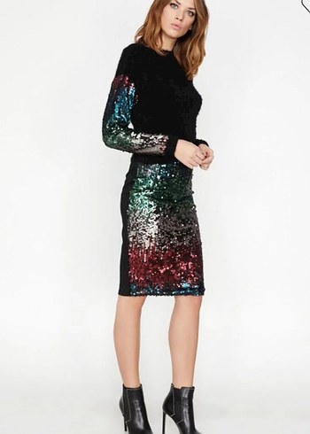 Kadın Renkli Payetli etek - Görsel 6