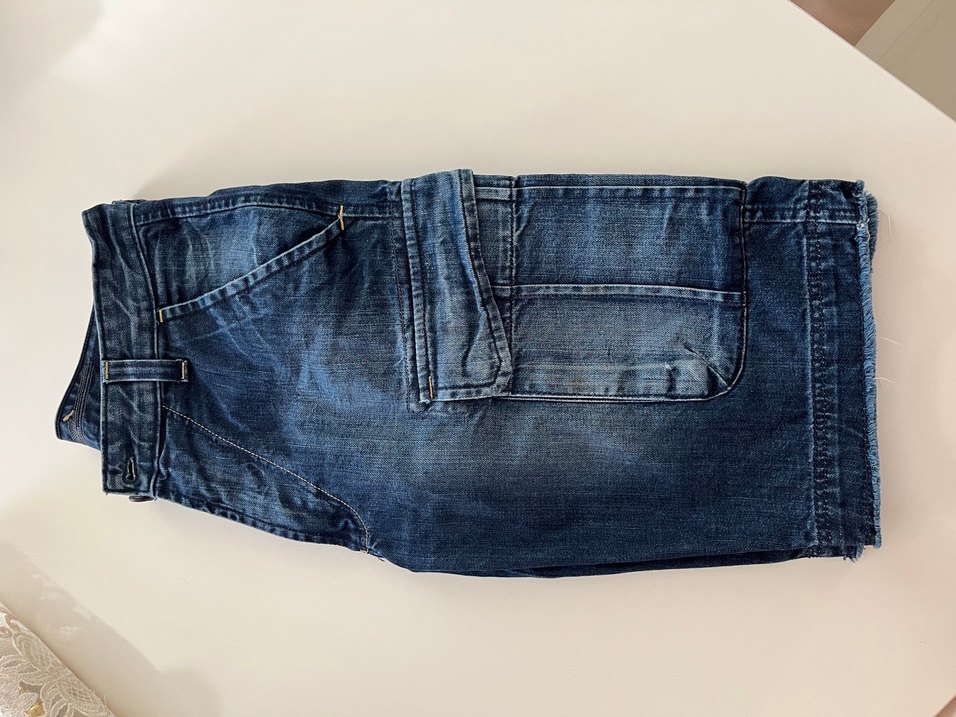 Erkek Lacivert Bol Kesim Kemerli Denim Şort - Görsel 2