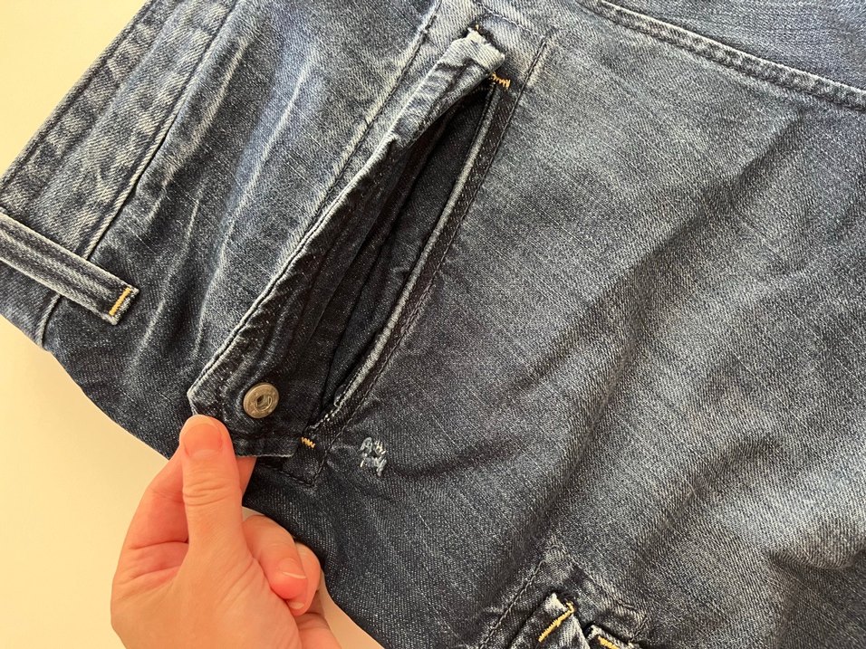 Erkek Lacivert Bol Kesim Kemerli Denim Şort - Görsel 5