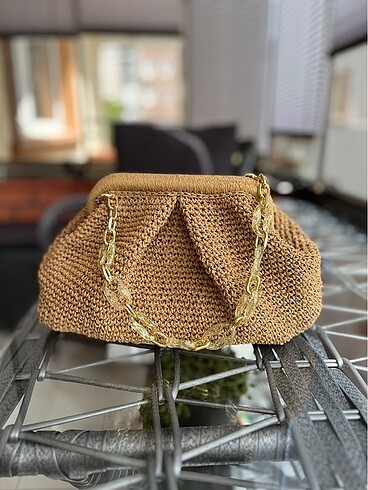 Hasır clutch çanta - Görsel 9