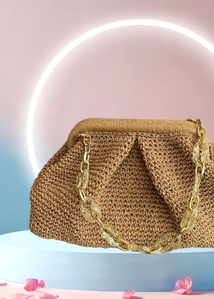 Hasır clutch çanta - Görsel 3