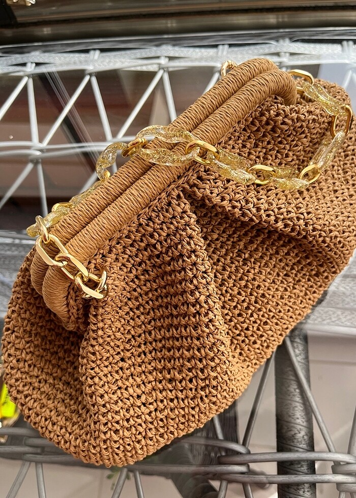 Hasır clutch çanta - Görsel 5