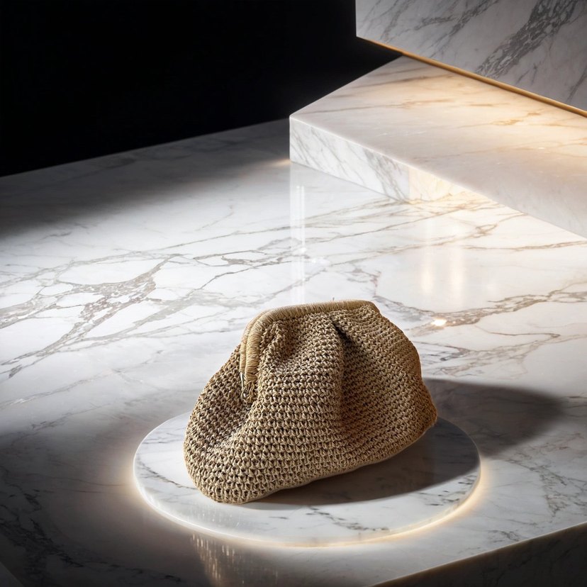 Hasır örgü clutch çanta - Görsel 4