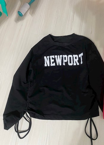 m Beden Kadın Kırmızı Kısa Sweatshirt Velcro Detaylı