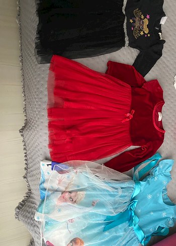 Kırmızı Straplez Uzun Kollu Kız Elbisesi