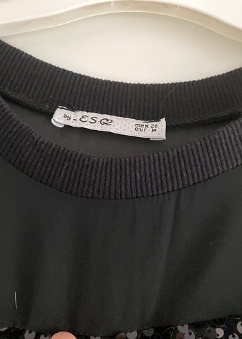 s Beden Siyah Payetli Mini Sweatshirt