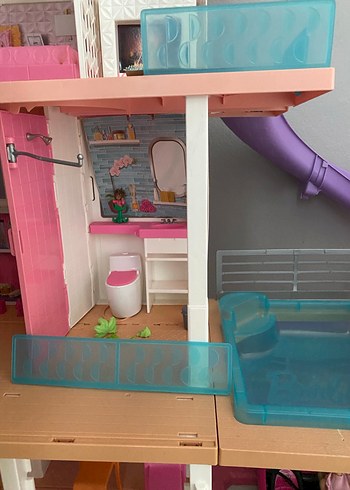 Pembe Çok Katlı Oyuncak Ev Kaydıraklı - Görsel 5