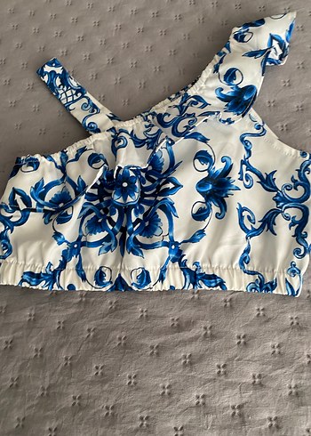 Mavi Desenli Dantel Detaylı Bohem Kadın Pantolon - Görsel 2