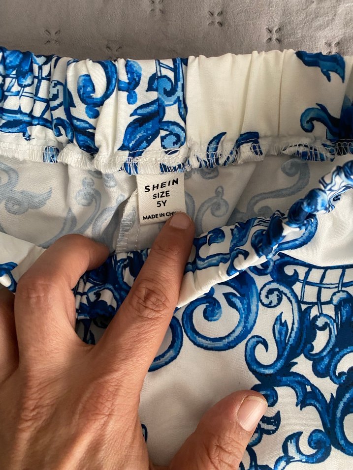 Mavi Desenli Dantel Detaylı Bohem Kadın Pantolon - Görsel 3