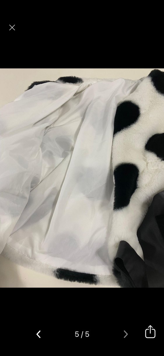 Kız Çocuk Kalp Desenli Beyaz Kürklü Ceket - Görsel 4