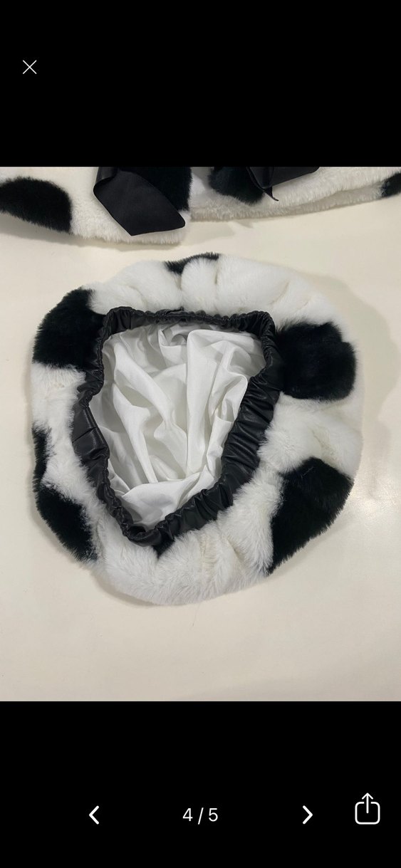 Kız Çocuk Kalp Desenli Beyaz Kürklü Ceket - Görsel 3