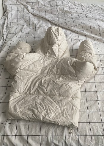 Kadın Beyaz Keten Kapüşonlu Ceket - Görsel 2