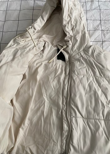 Kadın Beyaz Keten Kapüşonlu Ceket - Görsel 5