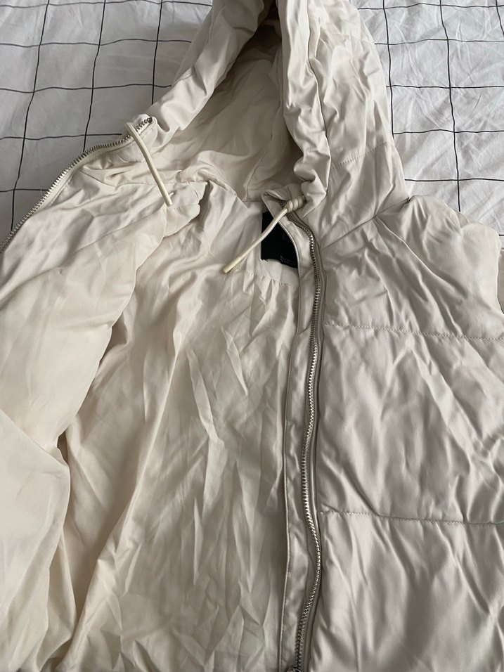 Kadın Beyaz Keten Kapüşonlu Ceket - Görsel 5