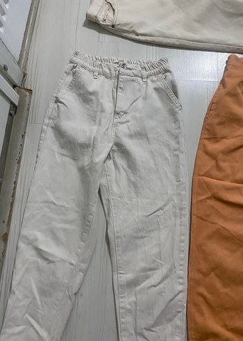 Kadın Beyaz Pamuklu Salaş Pantolon - Görsel 4